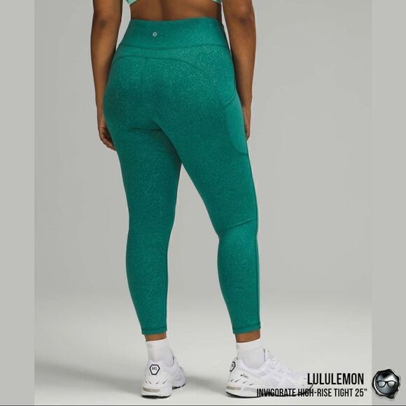LULULEMON INVIGORATE HIGH-RISE LEGGINGS 25” IN TEAL LAGOON BLUE-GREEN PETITE NEW - Picture 4 of 15